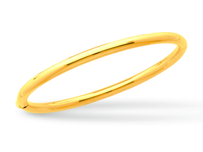 Armband Mit Einem Ring Zum Öffnen, Runder Draht 4 Mm, Ovale Form 58 Mm, 18k Gelbgold - Standard Bild - 1