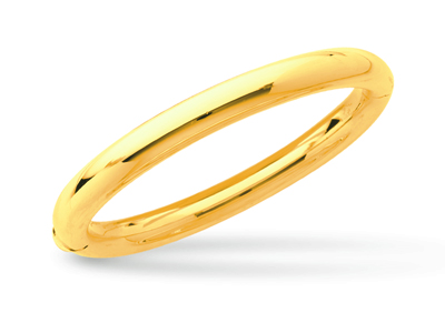 Armband Mit Einem Ring, Der Sich Offnen Lässt, Runder Draht 7 Mm, Ovale Form 58 Mm, 18k Gelbgold - Standard Bild - 1