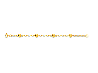 Armband Mit Alternierender Masche Kette Und Kugeln 6 Mm, 18,5 Cm, 18k Gelbgold - Standard Bild - 1