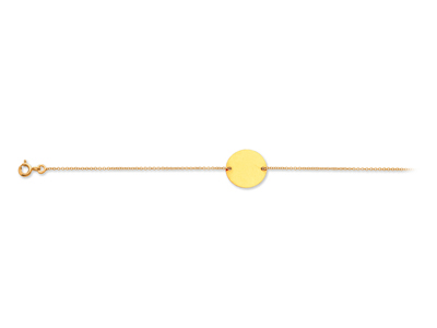 Armband Kette 0,5 Mm, Runde Platte 15 Mm, 18 Cm, Gelbgold 18k - Standard Bild - 1