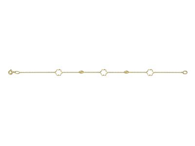 Armband Durchbrochene Blumen Und Ziselierte Oliven 0,75 Mm, 0,5 Mm, 19 Cm, 18k Gelbgold - Standard Bild - 1