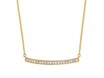 Halskette Barrette Diamant 0,12ct, Runde Forçat-kette, 42-44-45 Cm, Gelbgold 18k - Standard Bild - 1