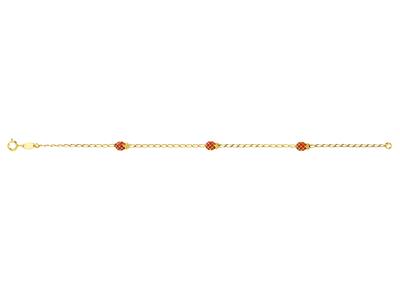 Babyarmband Kette Pferd 1,7mm, 3 Motive Ananas Orangefarbenes Emaille, 16 Cm, 18k Gelbgold