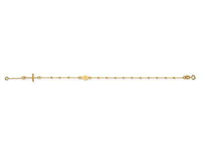 Armband Gerader Rosenkranz, Kreuz Und Wundertätige Jungfrau Kugeln 1,8 Mm, 17-19 Cm, 18k Gelbgold - Standard Bild - 1