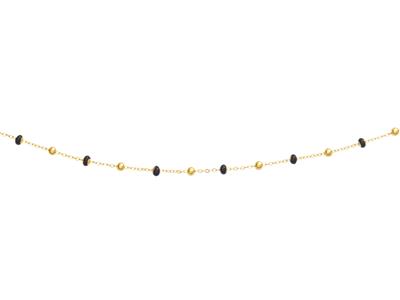 Halskette Schwarze Kugeln, 42 Cm, 18k Gelbgold - Standard Bild - 1