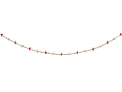 Halskette Rote Kugeln, 45 Cm, 18k Gelbgold - Standard Bild - 1