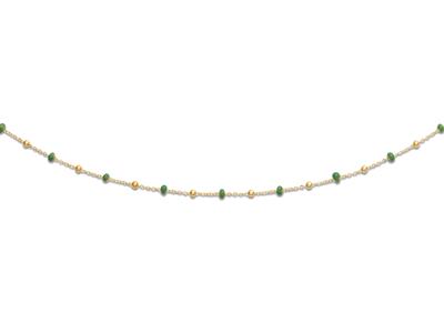 Halskette Grüne Kugeln, 45 Cm, 18k Gelbgold - Standard Bild - 1