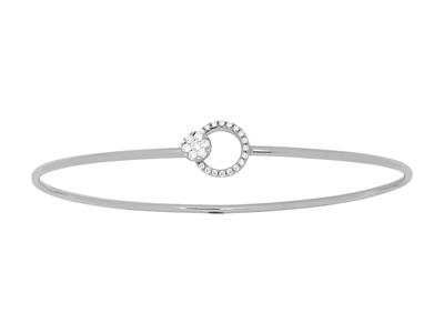 Armreif Mit Durchbrochenem Kreis Und Schnalle, Diamanten 0,15ct, 58 Mm, 18k Weißgold - Standard Bild - 1