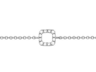 Armband Mit Motiv Quadrat An Kette, Diamanten 0,05ct, 15-17-18 Cm, 18k Weißgold - Standard Bild - 1