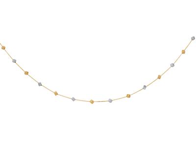 Halskette Kette 23 Würfel 3,1 Mm, 42-47 Cm, Bicolor Gold 18k