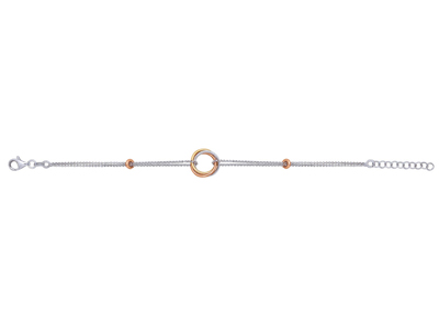Kettenarmband Mit Kreis 15 MM Rosé-/gelbplattiert, 18-21 Cm, 925er Silber, Rhodiniert - Standard Bild - 1