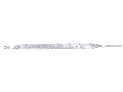 Multi-ketten-armband Mit Würfelmuster, 18-21 Cm, Silber 925 Rh - Standard Bild - 1