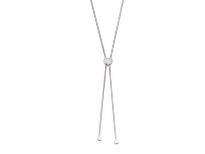 Halskette Aus Serpentin-mesh 1,8 Mm, Herzmotiv Mit Zirkonen, 70 Cm Verstellbar, 925er Silber, Rhodiniert - Standard Bild - 1