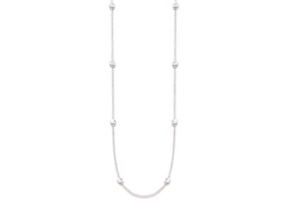 Halskette Mit 14 Weien Prinzessinnen-kristallsteinen An Einer Kette, 91 Cm, 925er Silber, Rhodiniert