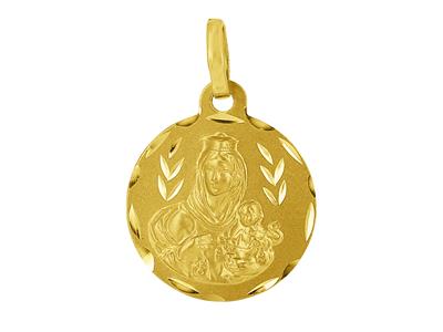 Medaille Jungfrau Skapulier 16 Mm, Beidseitig, Gelbgold 18k