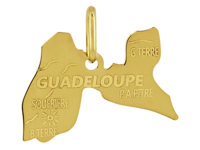 Anhänger Karte Von Guadeloupe, 18 X 13 Mm, 18k Gelbgold - Standard Bild - 1