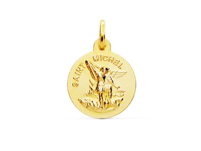 St. Michaels Medaille Hohl 16 Mm, Gelbgold 18k