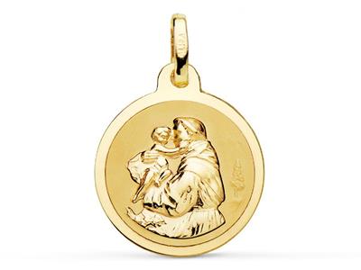 Medaille St Antoine Satiniert Hohl 16 Mm, Gelbgold 18k - Standard Bild - 1