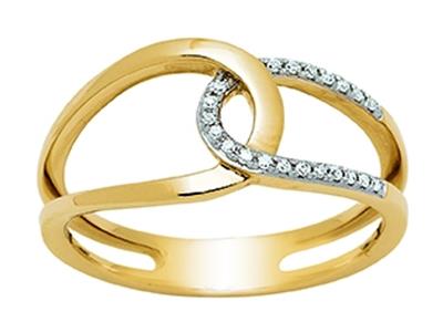 Durchbrochener Ring In Flechtoptik, Diamanten 0,09ct, 18k Gelbgold, Finger 48