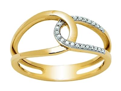 Durchbrochener Ring In Flechtoptik, Diamanten 0,09ct, 18k Gelbgold, Finger 52