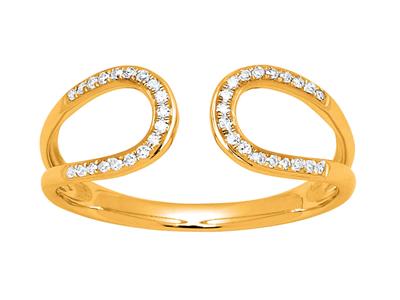 Ring Mit Rücken-an-rücken-schleifen, Diamanten 0,10ct, 18k Gelbgold, Finger 58
