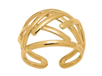 Ring 15 Mm, Gewolbter Ring Mit Grafischer Öffnung, 18 Karat Gelbgold, Finger 50 - Standard Bild - 1