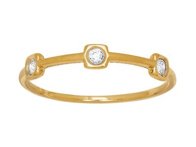 Ring Ring 3 Diamanten Insgesamt 0,06ct, Quadratische Form, Gelbgold 18k, Finger 48
