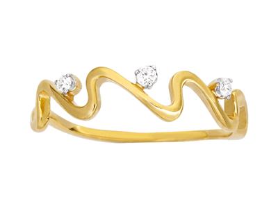Ring Vagues 3 Diamanten, Insgesamt 0,04ct, 18k Gelbgold, Finger 54 - Standard Bild - 1