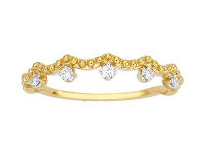 Perlenring 5 Diamanten, Insgesamt 0,05ct, Gelbgold 18k, Finger 54 - Standard Bild - 1