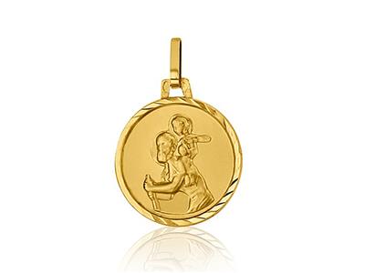 Christophorus-medaille Fantasie 16 Mm, Gelbgold 18k