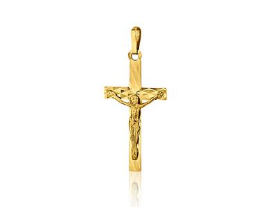 Anhänger Facettiertes Christuskreuz 22 Mm, 18k Gelbgold - Standard Bild - 1
