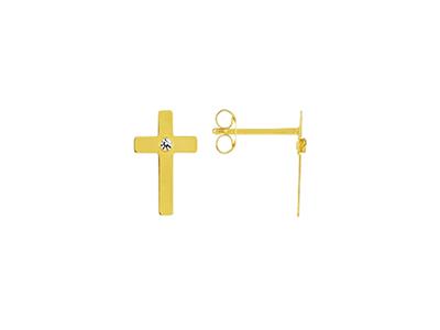 Ohrringe Kreuz 10 X 6,50 Mm, 18k Gelbgold - Standard Bild - 1
