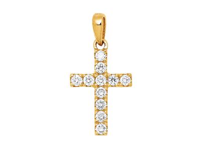 Anhänger Kreuz, Diamanten 0,17ct, 18k Gelbgold - Standard Bild - 1