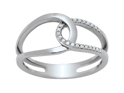 Durchbrochener Ring In Flechtoptik, Diamanten 0,09ct, 18k Weigold, Finger 58