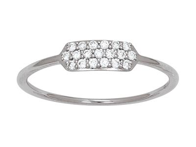 Ring Ring In Rechteckform Diamanten 0,12ct, 18k Weigold, Finger 48