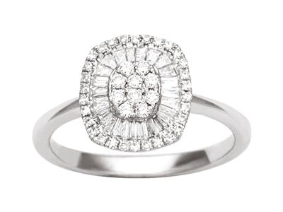 Ring Coussin, Diamanten 0,40ct, 18k Weigold, Finger 50