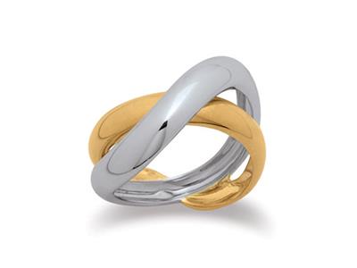 Ring Mit Gekreuzten Ringen, 18k Bicolor Gold, Finger 50