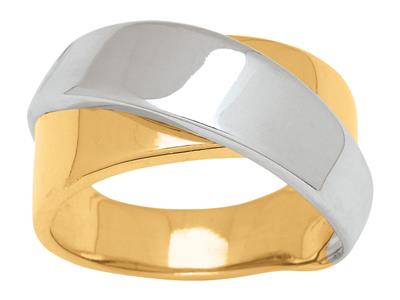 Doppelring Mit Gekreuzten Ringen, 18k Bicolor Gold, Finger 52