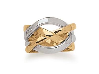 Interlaced Ring 14 Mm, 18k Bicolor Gold, Finger 58