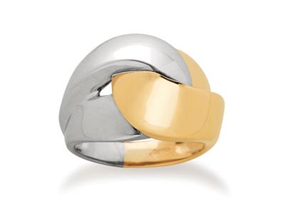 Interlaced Ring 15 Mm, 18k Bicolor Gold, Finger 56