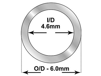 Sterlingsilberrohr, Ref. b, Außendurchmesser 6,0 mm, Innendurchmesser 4,6 mm, Wandstärke 0,7 mm, 100 % Recyceltes Silber - Standard Bild - 2