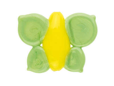 Europäische Glasperle, Schmetterling, 25mm, Gelb Und Grün