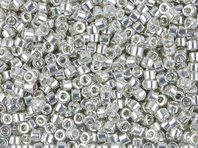 Miyuki-delica-rocailleperlen, 7,2-g-röhrchen, Miyuki-artikelnr. Db035, Galvanisiert, 110, Silberfarben