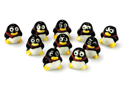 Pinguine, Fröstelnd, 10er-pack, 14x15x11mm, Keramik, Handbemalt