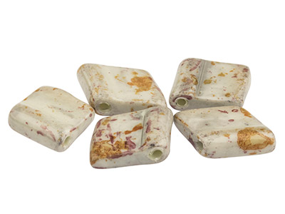 Keramikperlen Diamant, Kachelform, Einfädelungsloch Oben, 5er-pack, 12x12mm, Stein