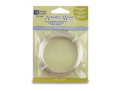 Beadalon Artistic Wire, Drahtstärke12 Awg ,  3,1m, Silberbeschichtet
