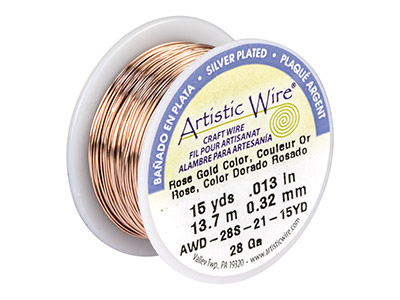 Beadalon Artistic Wire 28 Gauge Sil Pltd Rose Gold Colour 13.7m