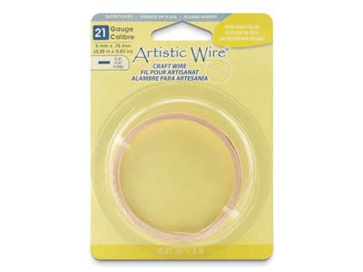 Beadalon Artistic Wire, StÄrke 21, Flach, 5mm X 0,75mm, RosÉgoldene Farbe, 0,91m