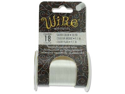 Wire Elements, 18 Gauge, Silver Colour, Tarnish Resistant, Medium Temper, 10yd/9.14m - Standard Bild - 1