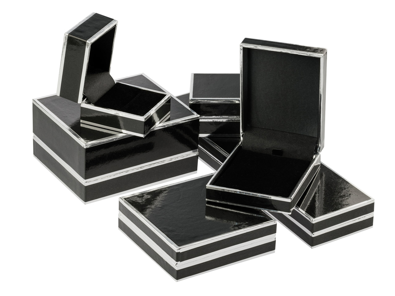 Ohrringschachtel, Zweifarbig, In Schwarz Und Silber - Standard Bild - 3